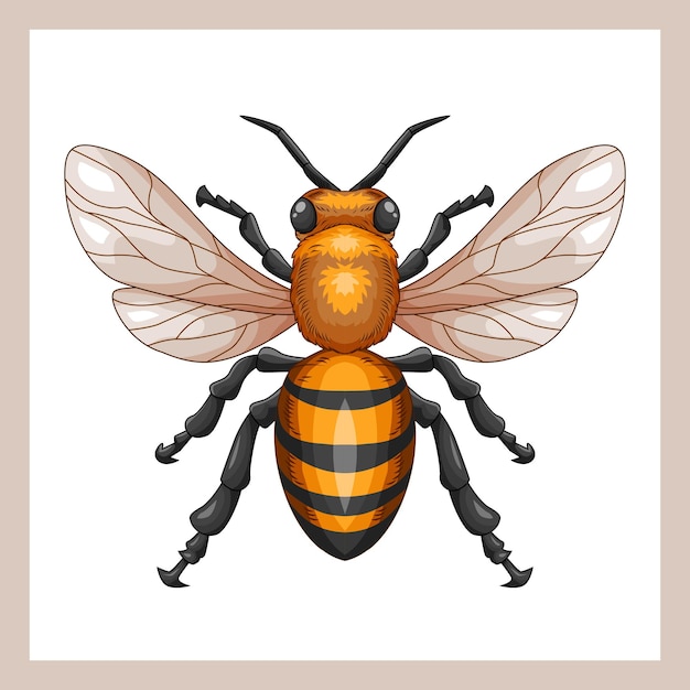 Realistic mascot drawing of bees with full of detail