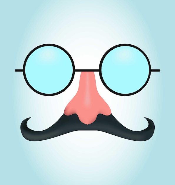 Realistic Mask With Mustache And Glasses