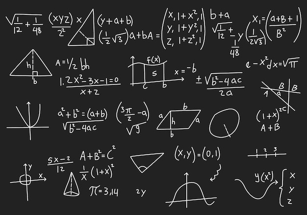 Vettore illustrazione realistica della priorità bassa della lavagna di matematica