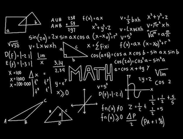 Illustrazione realistica dello sfondo della lavagna matematica