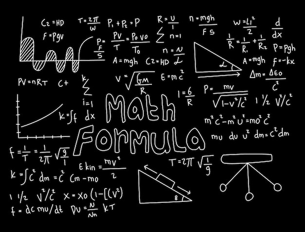 Vettore illustrazione realistica dello sfondo della lavagna matematica