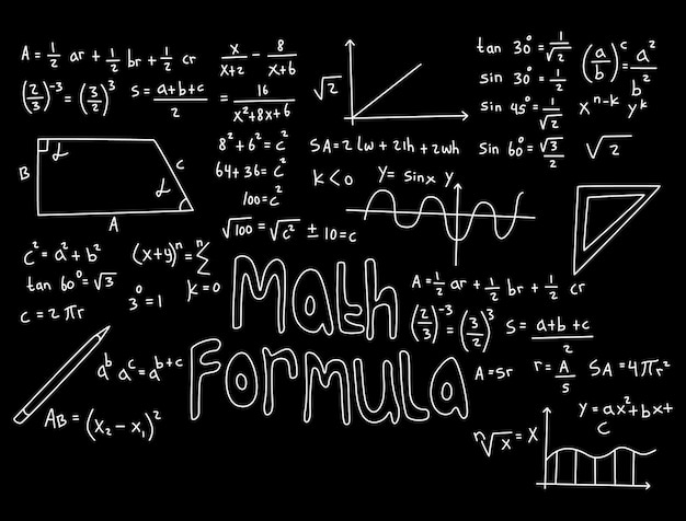 Vettore illustrazione realistica dello sfondo della lavagna matematica