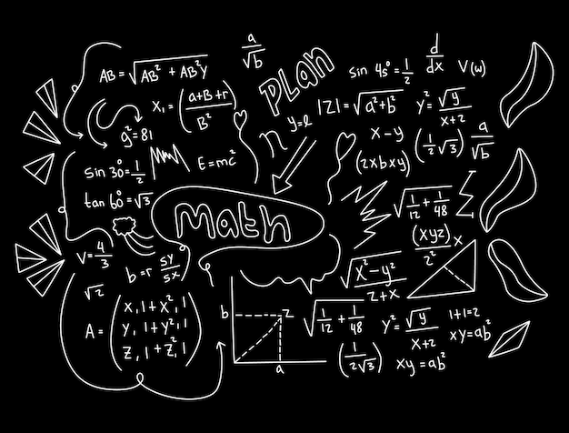 Vector realistic math chalkboard background illustration