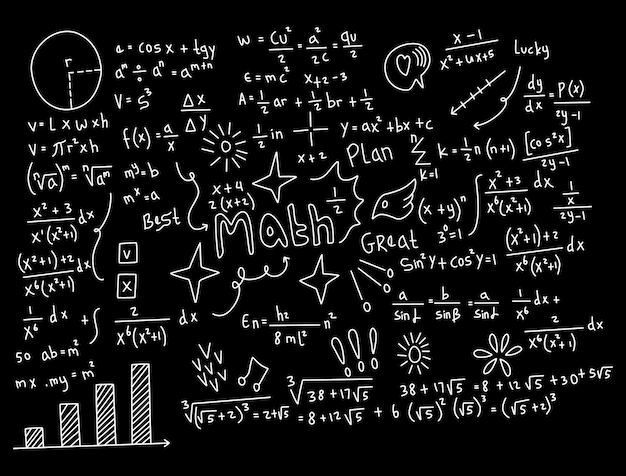 Illustrazione realistica del fondo della lavagna di matematica