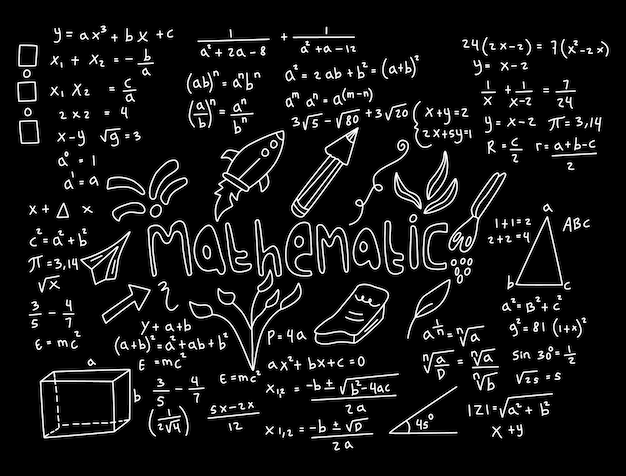 Vettore illustrazione realistica del fondo della lavagna di matematica