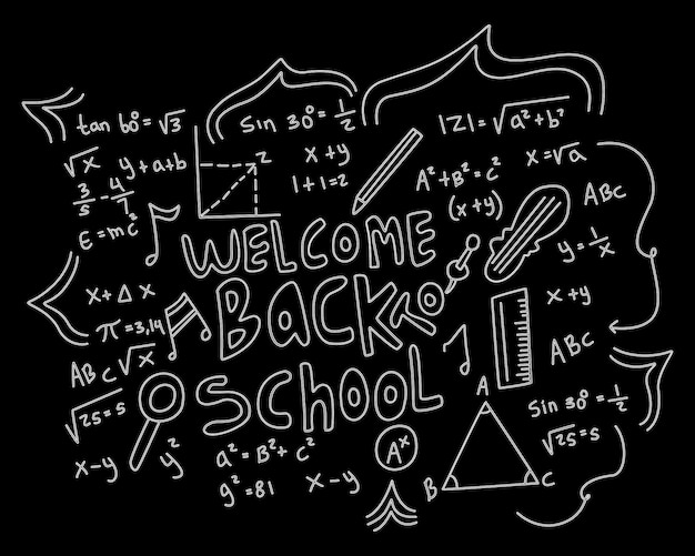 Vector realistic math chalkboard background illustration