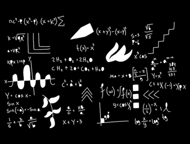 Vector realistic math chalkboard background illustration