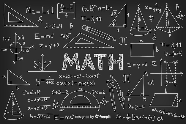 Vettore sfondo di lavagna matematica realistica