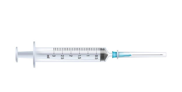 모자로 닫힌 바늘이 있는 현실적인 의료 일회용 주사기 헌혈에 적용 가능