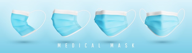 Realistic medical face mask. Details 3d medical mask.  