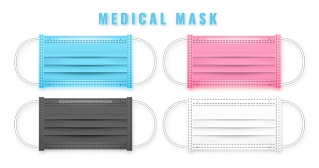 Vector realistic medical face mask. details 3d medical mask.