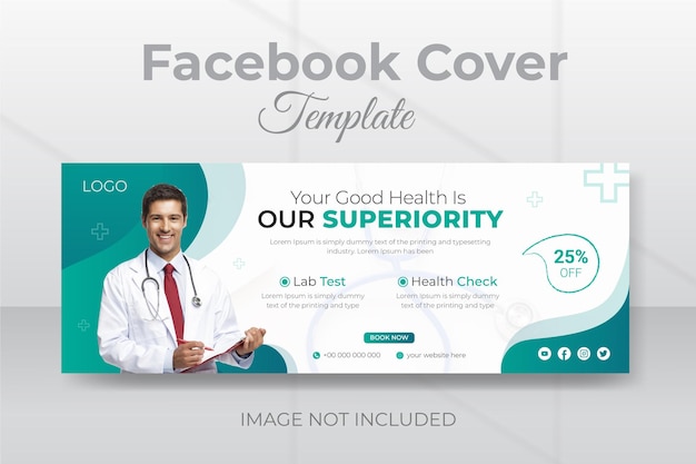 Realistic medical healthcare facebook timeline cover or professional web banner design