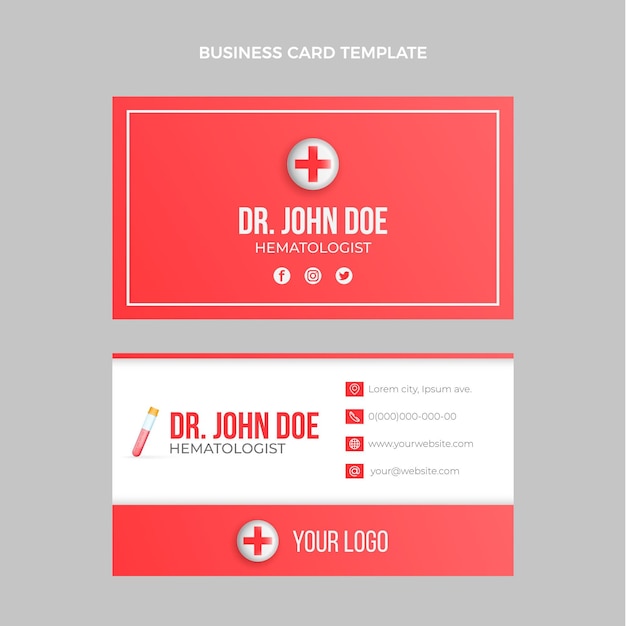 Vector realistic medical horizontal business card