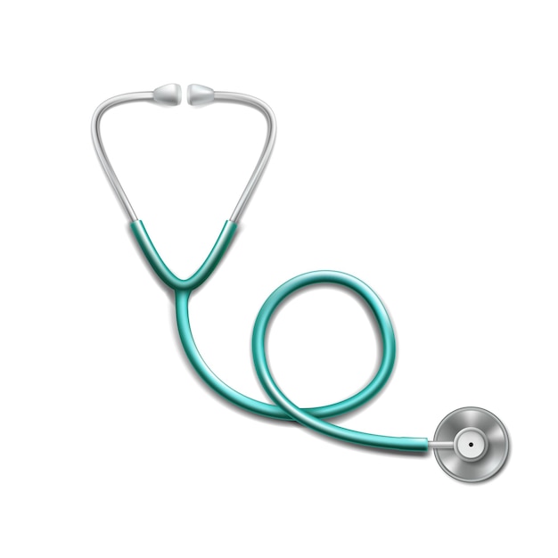 Realistic Medical Stethoscope With Shadow On White