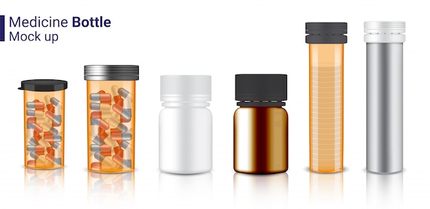 Realistic medicine bottles mock up