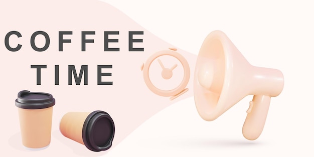 Realistic megaphone Announcement for coffee time