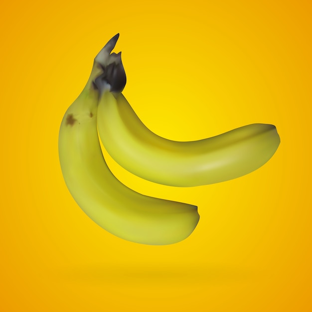 Realistic mesh banana with yellow background