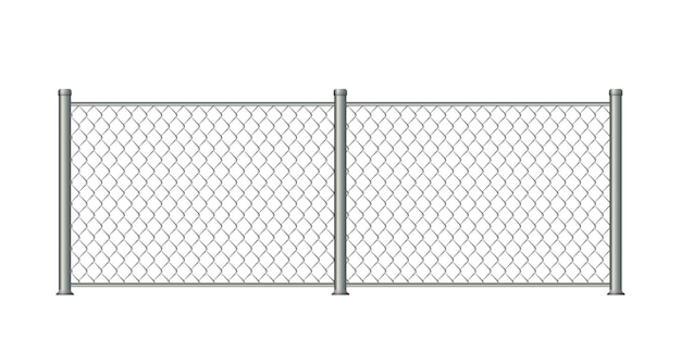 Вектор Реалистичный металлический забор из звеньев цепи, изолированный шаблон для вашего дизайна