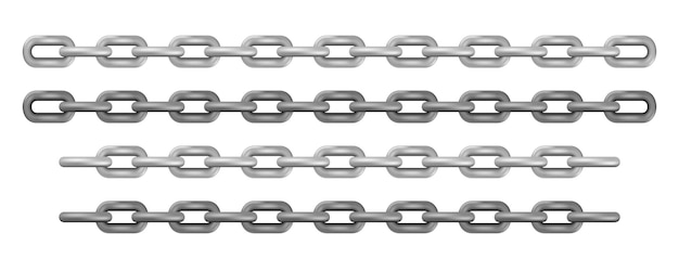 Vector realistic metal chain links isolated on white background.vector