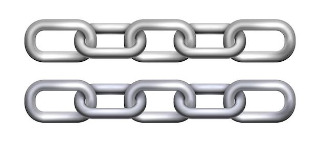 Vector realistic metal chain with silver links vector illustration