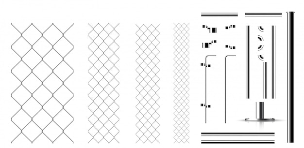 Realistic metal links and parts of the fence