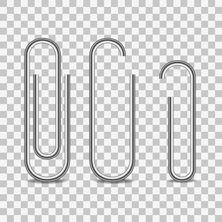Vector realistic metal paper clips.set of attached to paper.collection page holder.vector