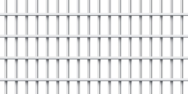 Vector realistic metal prison bars isolated on white background detailed jail cage prison iron fence