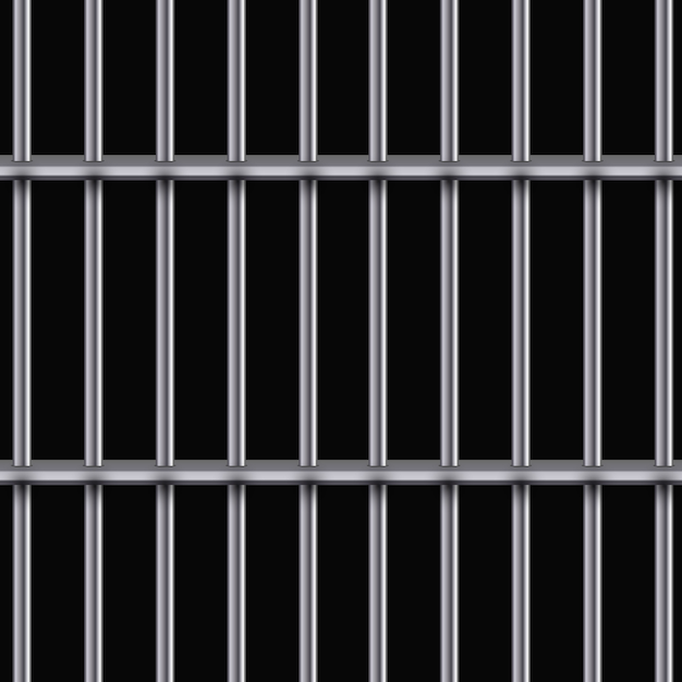 Vector realistic metal prison grilles. iron prison cell.