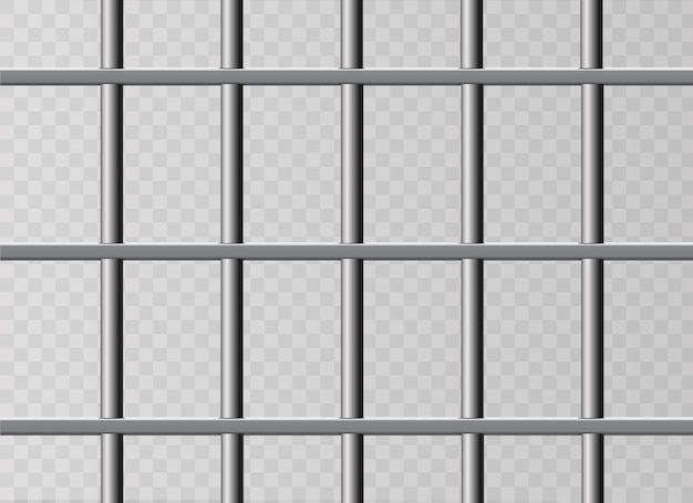 Vector realistic metal prison grilles. isolated on a transparent background.