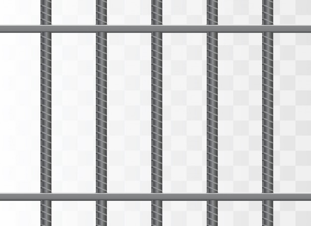 Vector realistic metal prison grilles. prison cell.