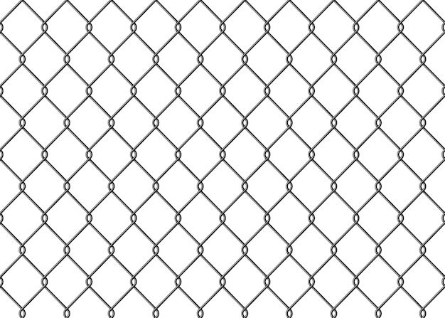 Vector realistic metal wire chain link fence seamless pattern steel lattice with rhombus diamond shape grid fence background prison wire mesh seamless texture vector illustration on white background