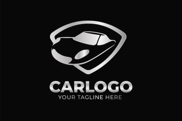 Realistic metallic car logo template