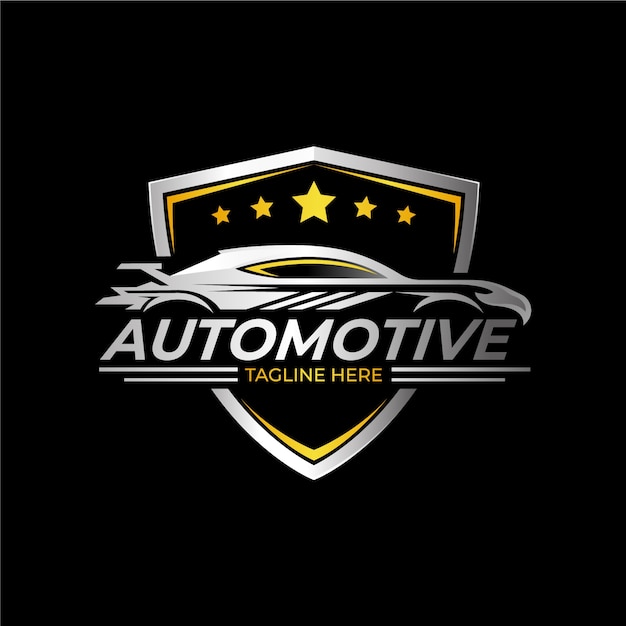 Vettore realistico logo metallico auto