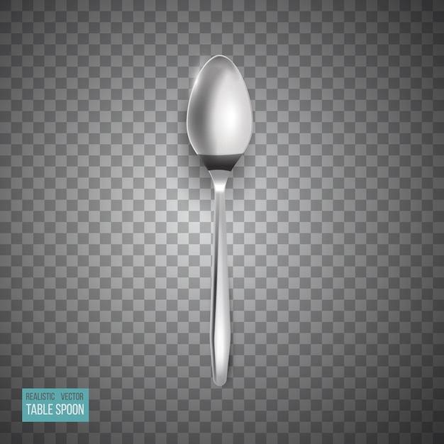 Vector realistic metallic shiny dessert spoon