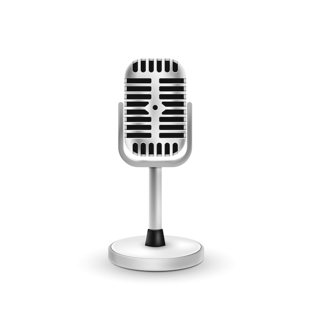 Realistic microphone isolated on white background vector illustration