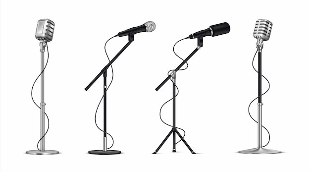 Realistic microphones illustration