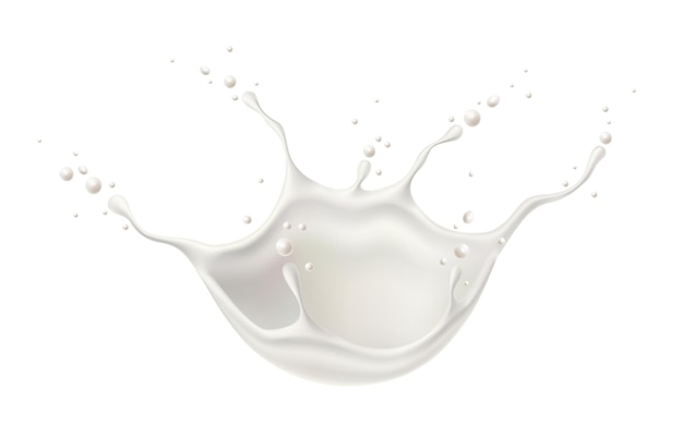 Vector realistic milk explosion splashing milk for dairy products