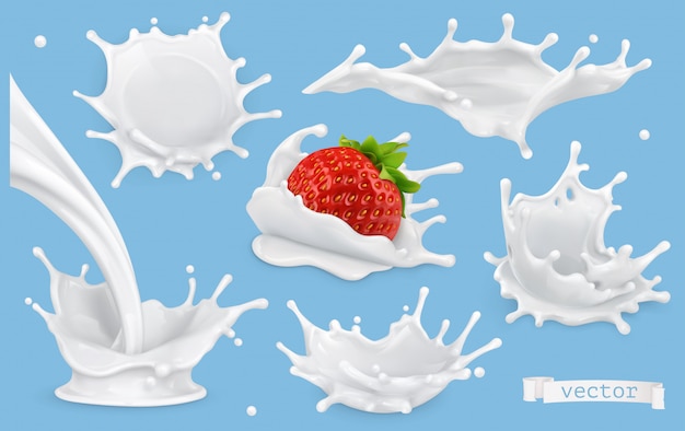 realistic milk splashes