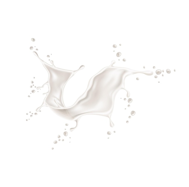 Vector realistic milk, yogurt explosion on isolated background.  splashing milk for dairy products, cocktails package design.