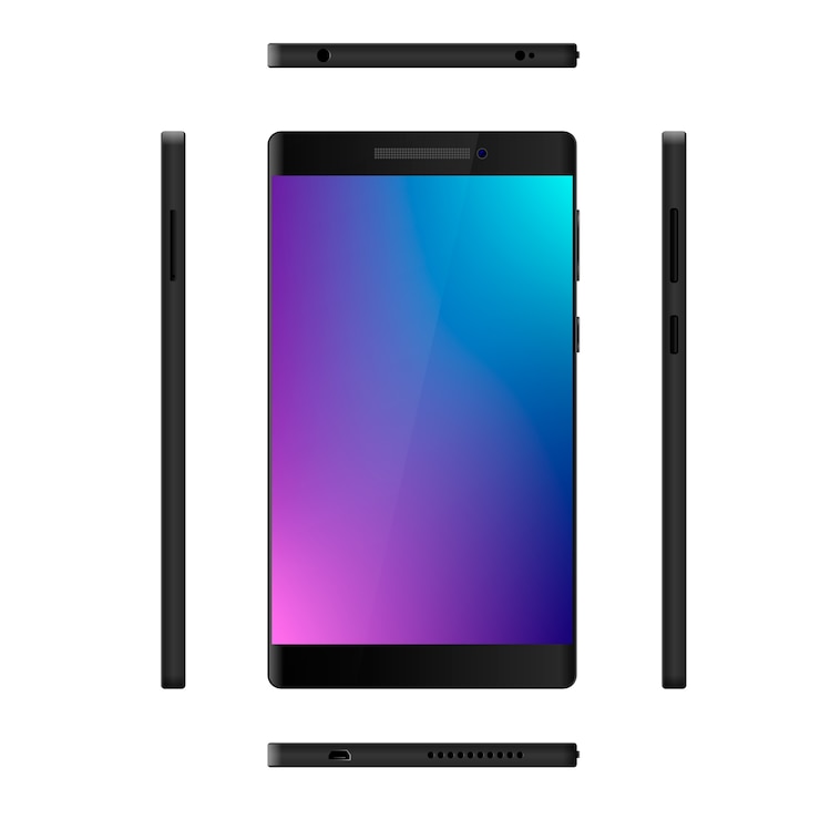Vector realistic mobile phone with blank screen.