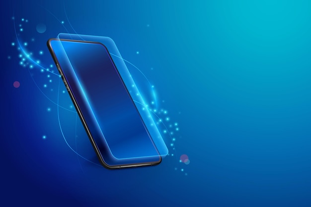 Vettore telefono cellulare realistico con elementi luminosi presentazione del nuovo modello di telefono