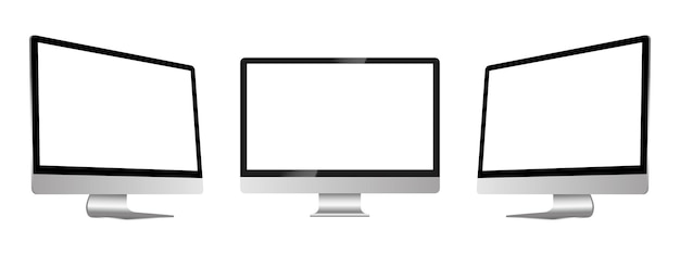 Realistic Mockup computer Screen monitor display on three sides with blank screen for your design Realistic vector illustration EPS 10