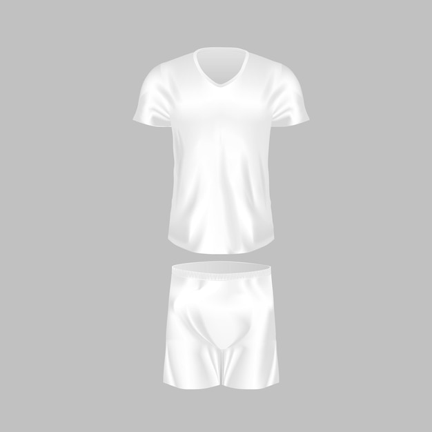 Realistic mockup of men tshirt tunic and fashion shorts