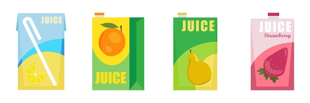 팩과 오렌지 주스 상자의 현실적인 모형 오렌지 주스와 음료를 위한 골판지 상자 세트와 포장은 다른 측면에서 볼 수 있습니다. 격리된 현실적인 벡터 그림