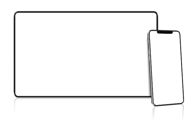 Vector realistic mockup tablet and smartphone with empty screens