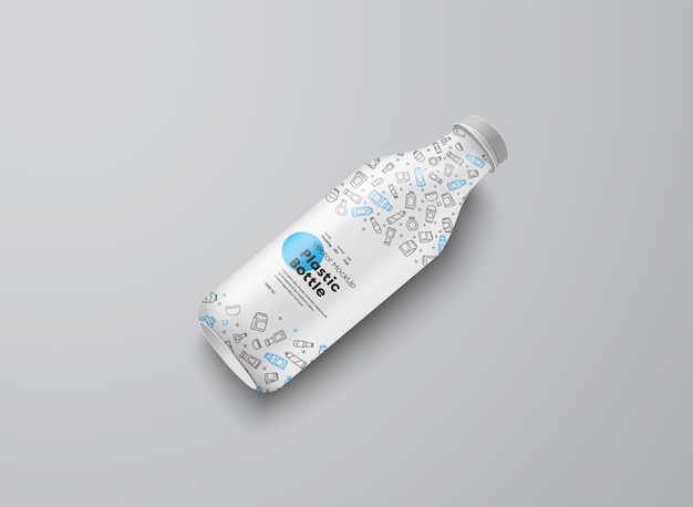 Mockup realistico di bottiglia di plastica bianca isolata su sfondo bianco. universale per diversi volumi m millilitri. modello per la presentazione del design del packaging e delle etichette