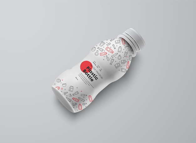 Vettore modello realistico di una piccola bottiglia di plastica bianca da 250 o 330 ml isolata su uno sfondo bianco