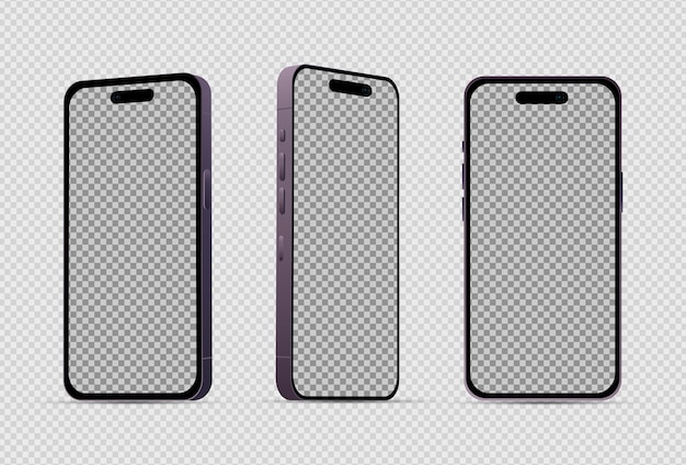 Vector realistic mockup without background purple mobile phone vector