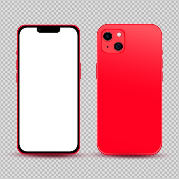 Realistic mockup without background red mobile phone Vector