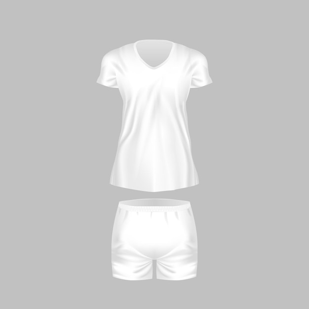 Realistic mockup of women tshirt tunic and fashion shorts